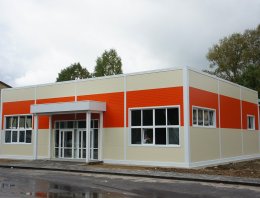  Магазин продуктов - 270 кв.м. и  рампа для разгрузки 50 кв.м из сэндвич-панелей, построенная компанией Альянс -  Магазин продуктов - 270 кв.м. и  рампа для разгрузки 50 кв.м,  Республика Коми, г. Емва, ул. Коммунистическая
